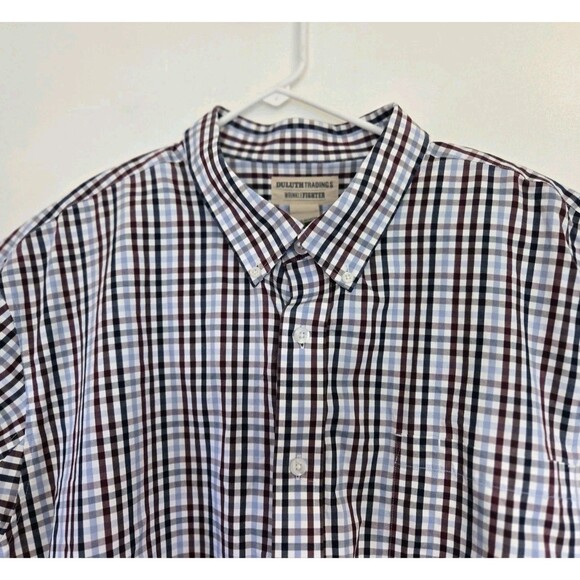 Duluth Trading Shirt Mens 3XLT Wrinkle Fighter Plaid Cotton Button Down Casual - Picture 2 of 7